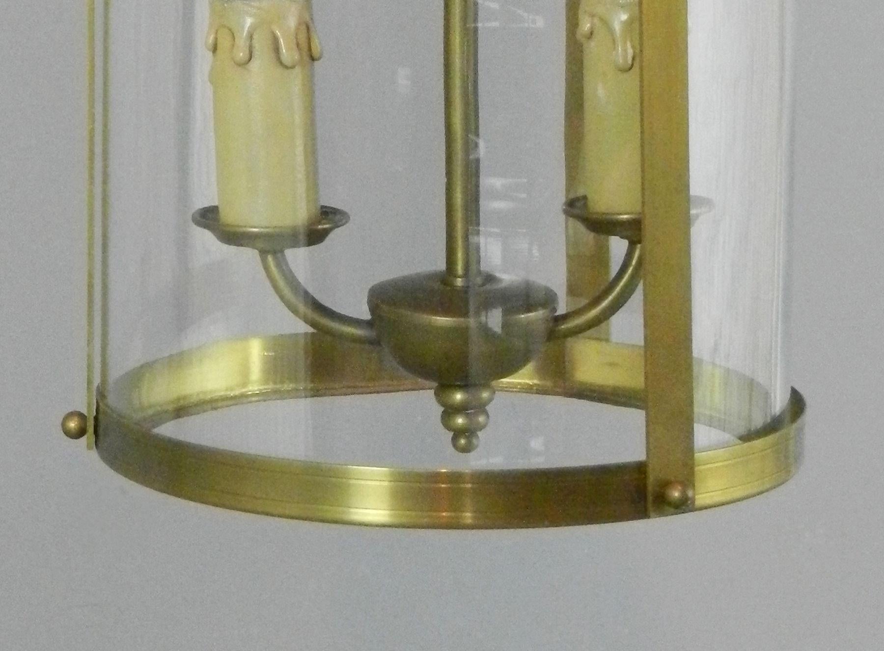 French Brass Antique Twin Light Hall Lantern For Sale 3
