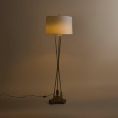 French Brass Arrow Floor Lamp by Marcel Guillemard, 1950s