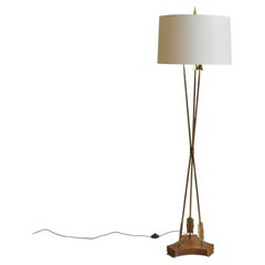 French Brass Arrow Floor Lamp by Marcel Guillemard, 1950s