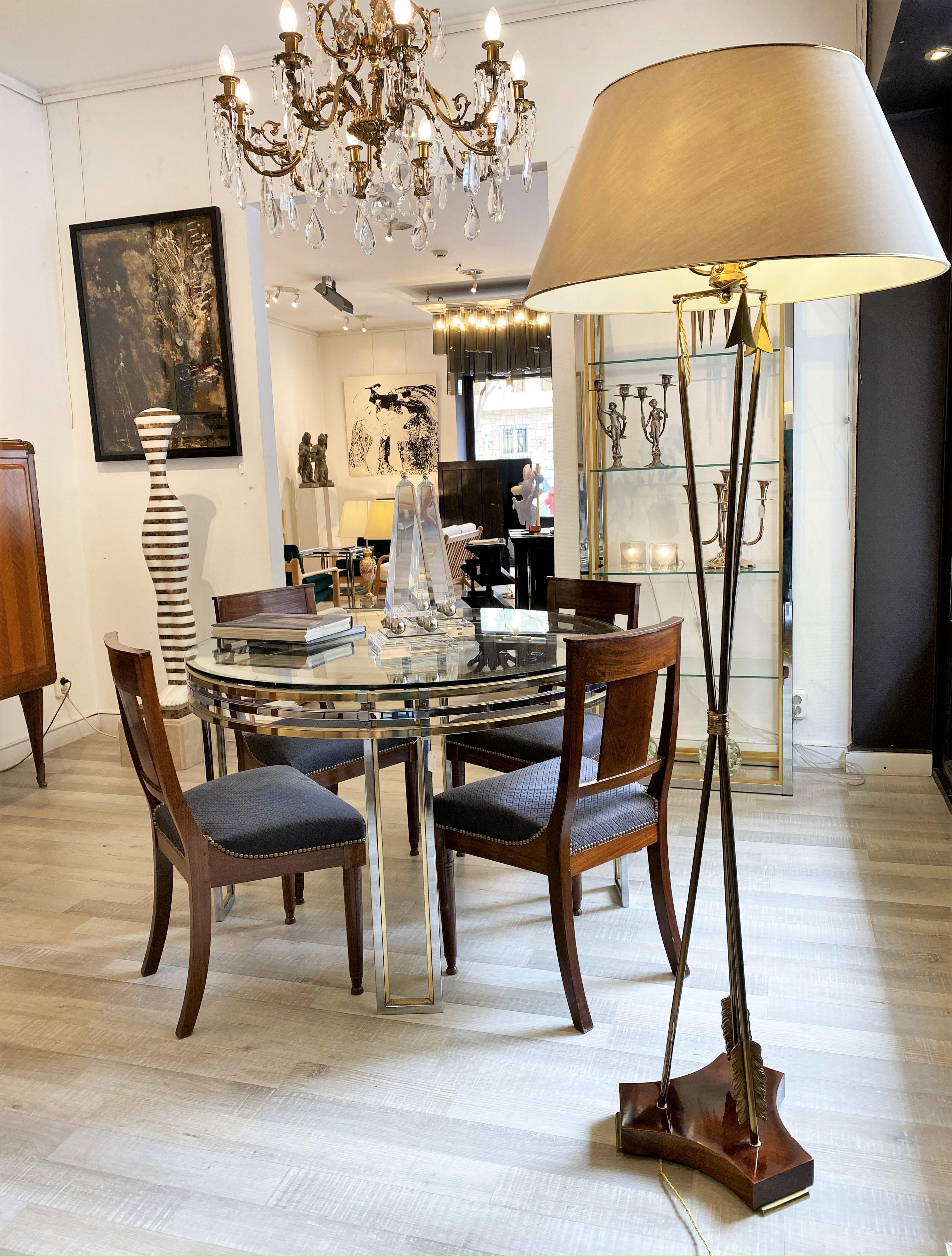 French Brass Arrow Style Floor Lamp Maison Jansen 6