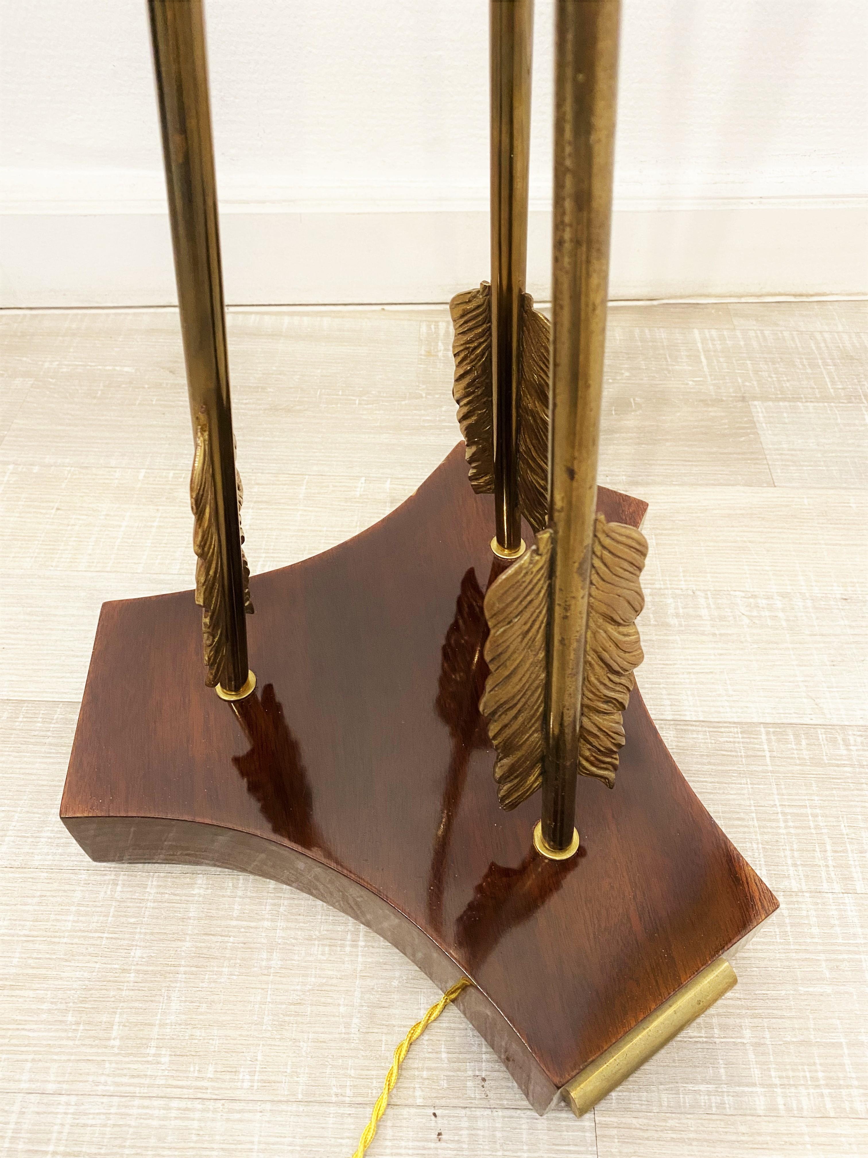 Mid-20th Century French Brass Arrow Style Floor Lamp Maison Jansen