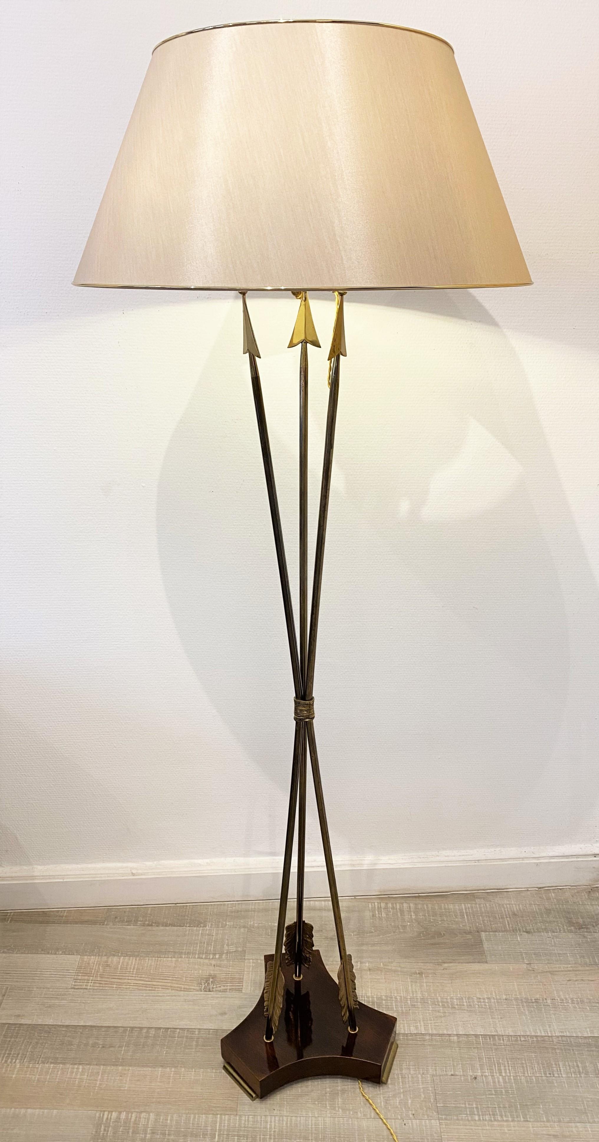 French Brass Arrow Style Floor Lamp Maison Jansen 4