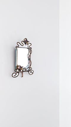French Brass Artisanal Mirror, France / C.1940