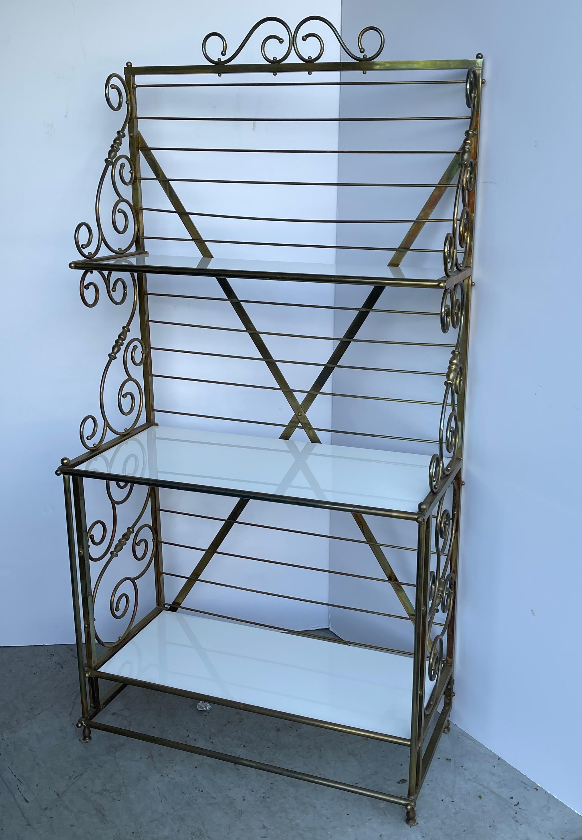 bakers rack with glass shelves
