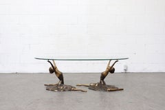 French Brass Ballerina Base Coffee Table