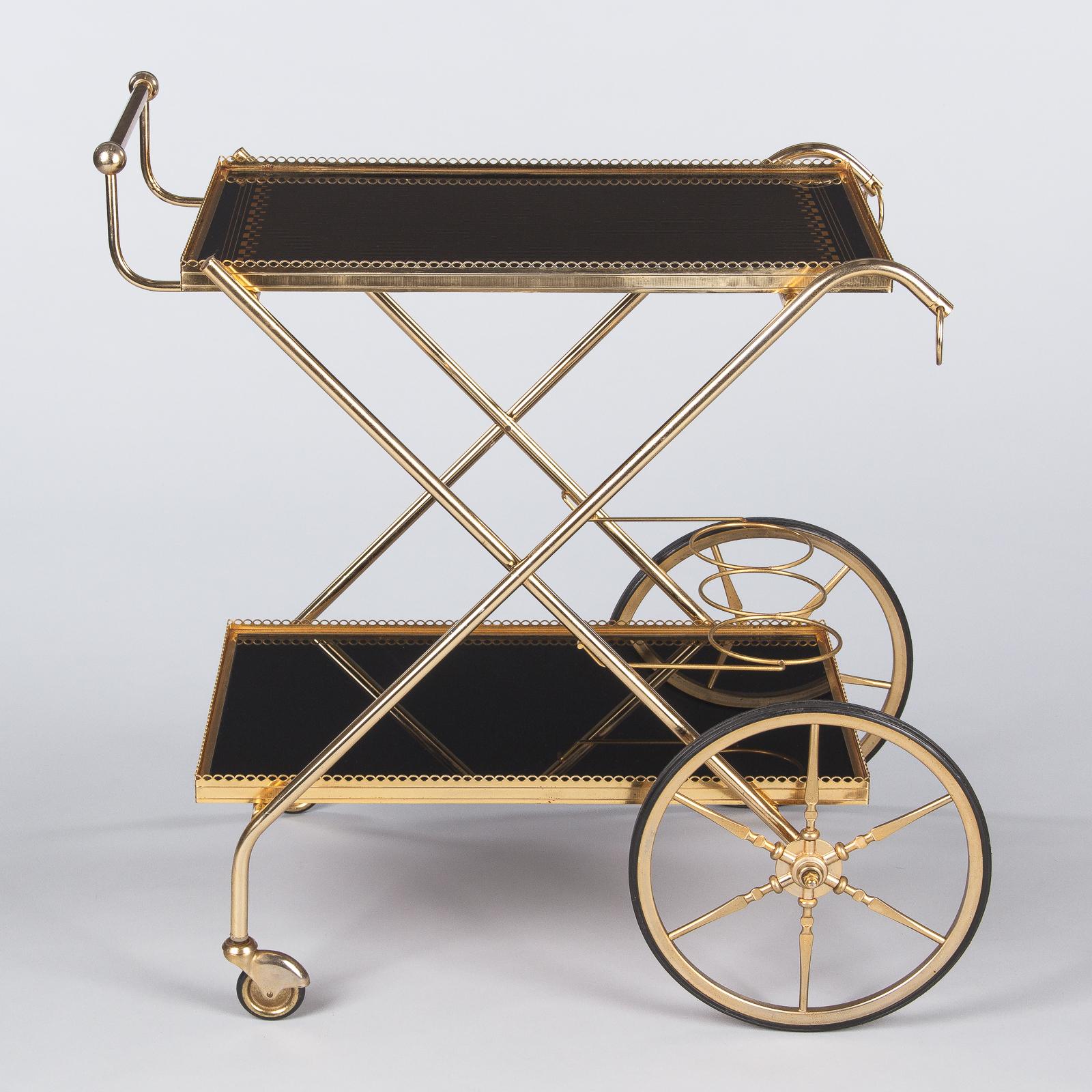 French Brass Bar Cart, 1970s 9