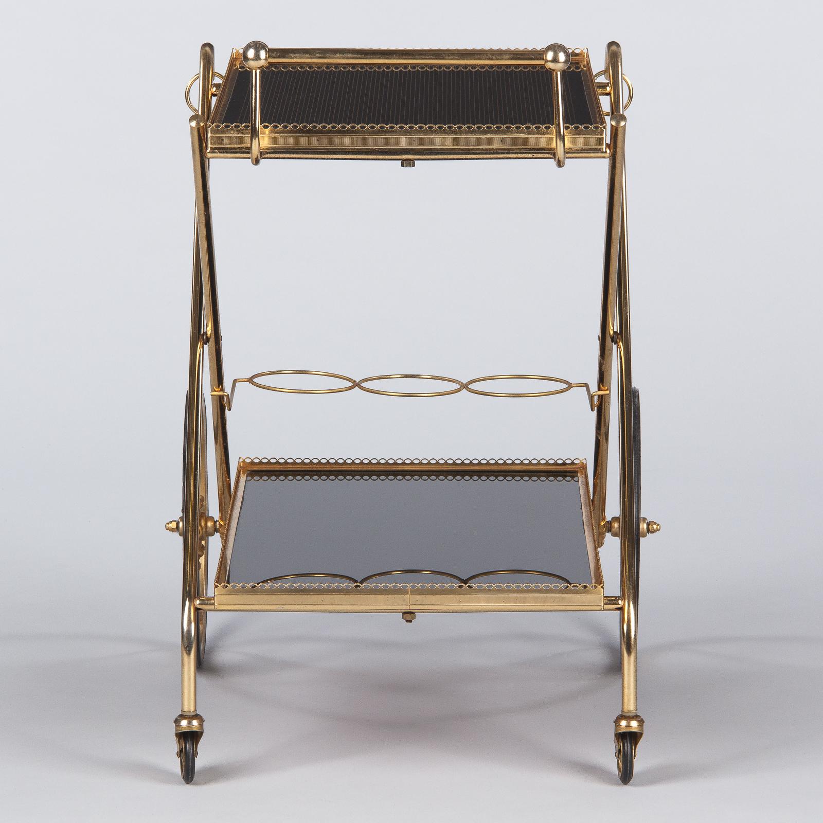 French Brass Bar Cart, 1970s 13