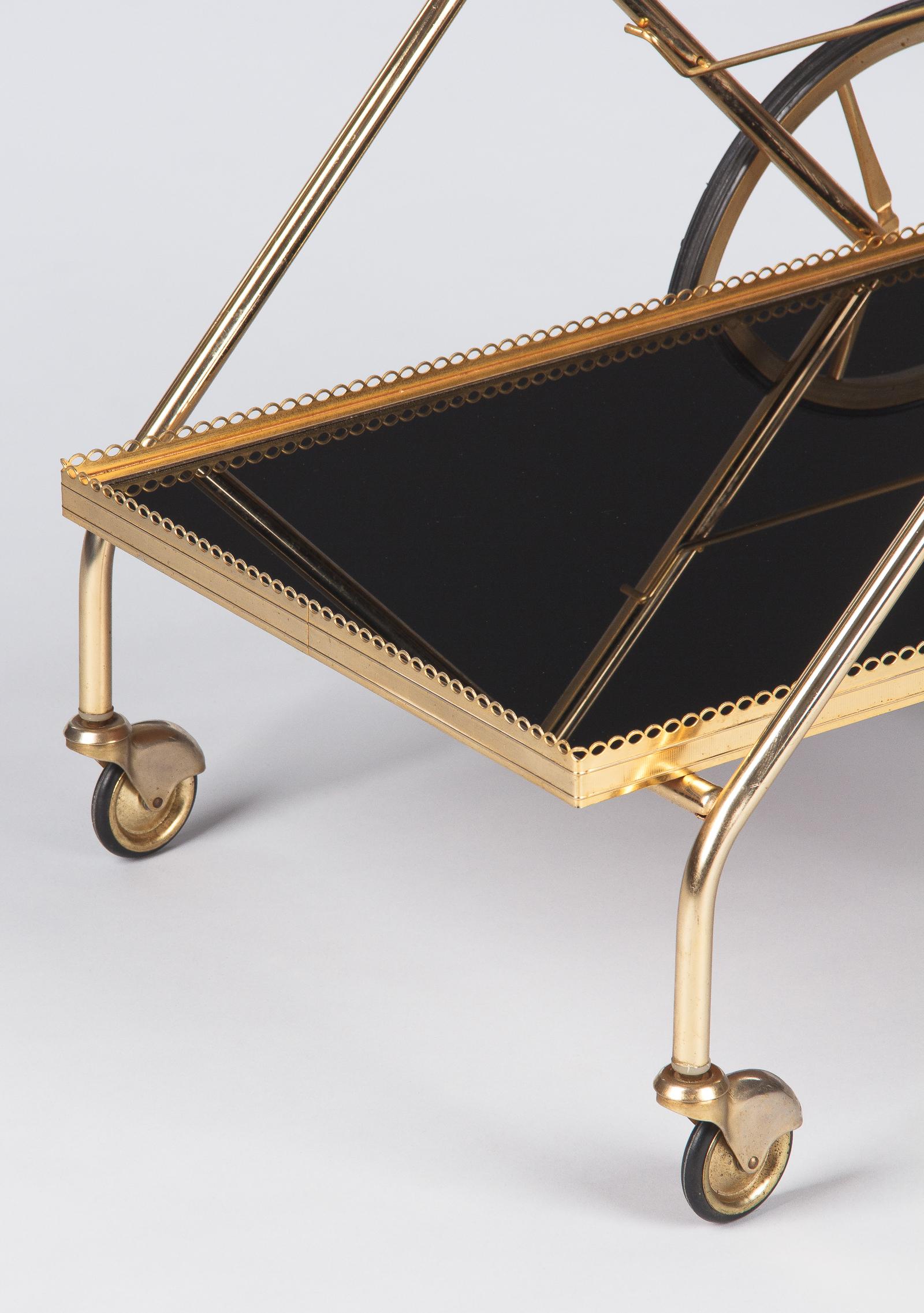 French Brass Bar Cart, 1970s 1