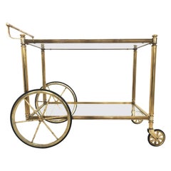 French Brass Bar Cart Maison Jansen