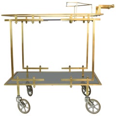 French Brass Bar or Serving Cart Trolley, 1970s