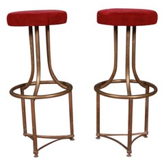 Antique French Brass Bar Stools