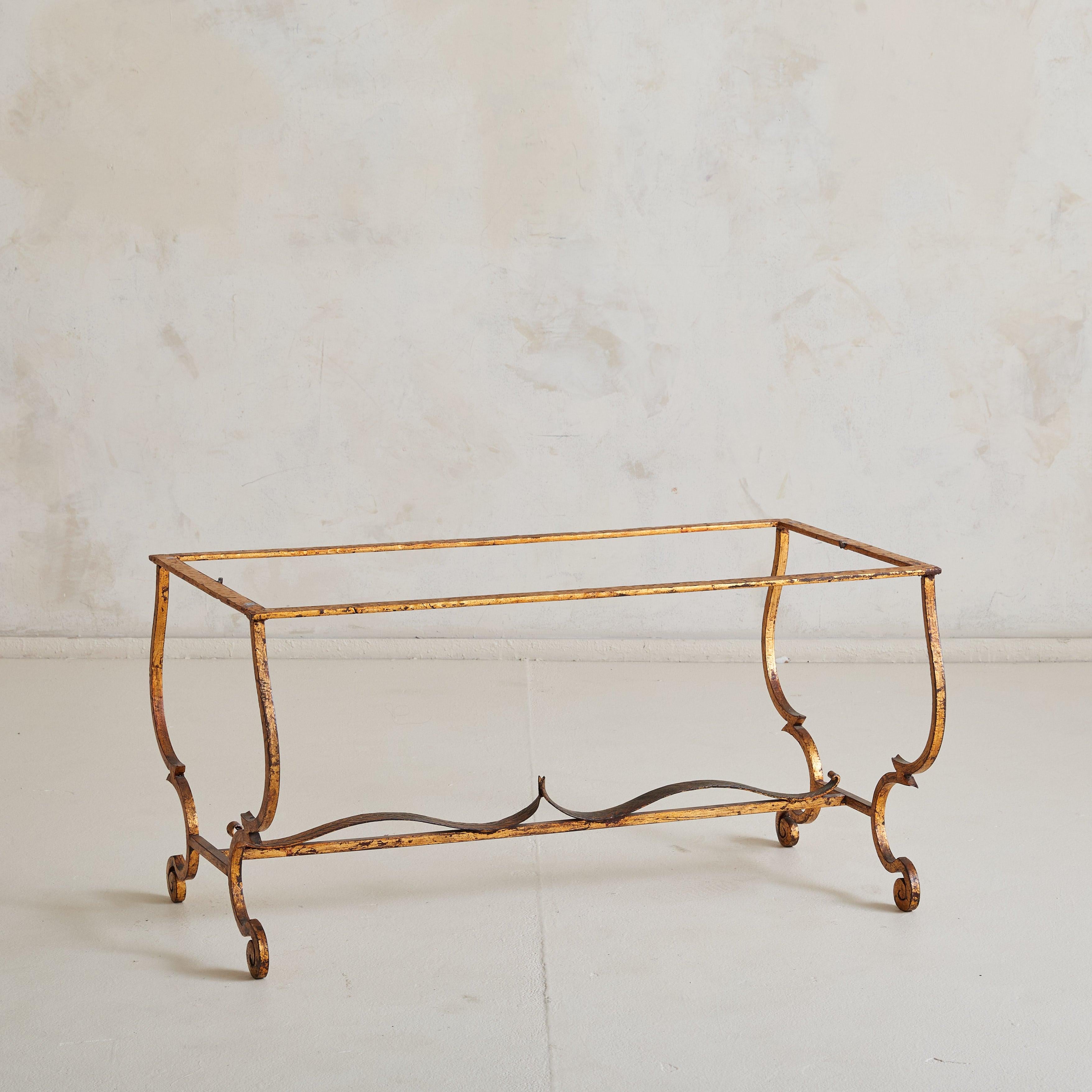 Neoclassical French Brass Base Coffee Table with Blush Marble Top, 1950s For Sale