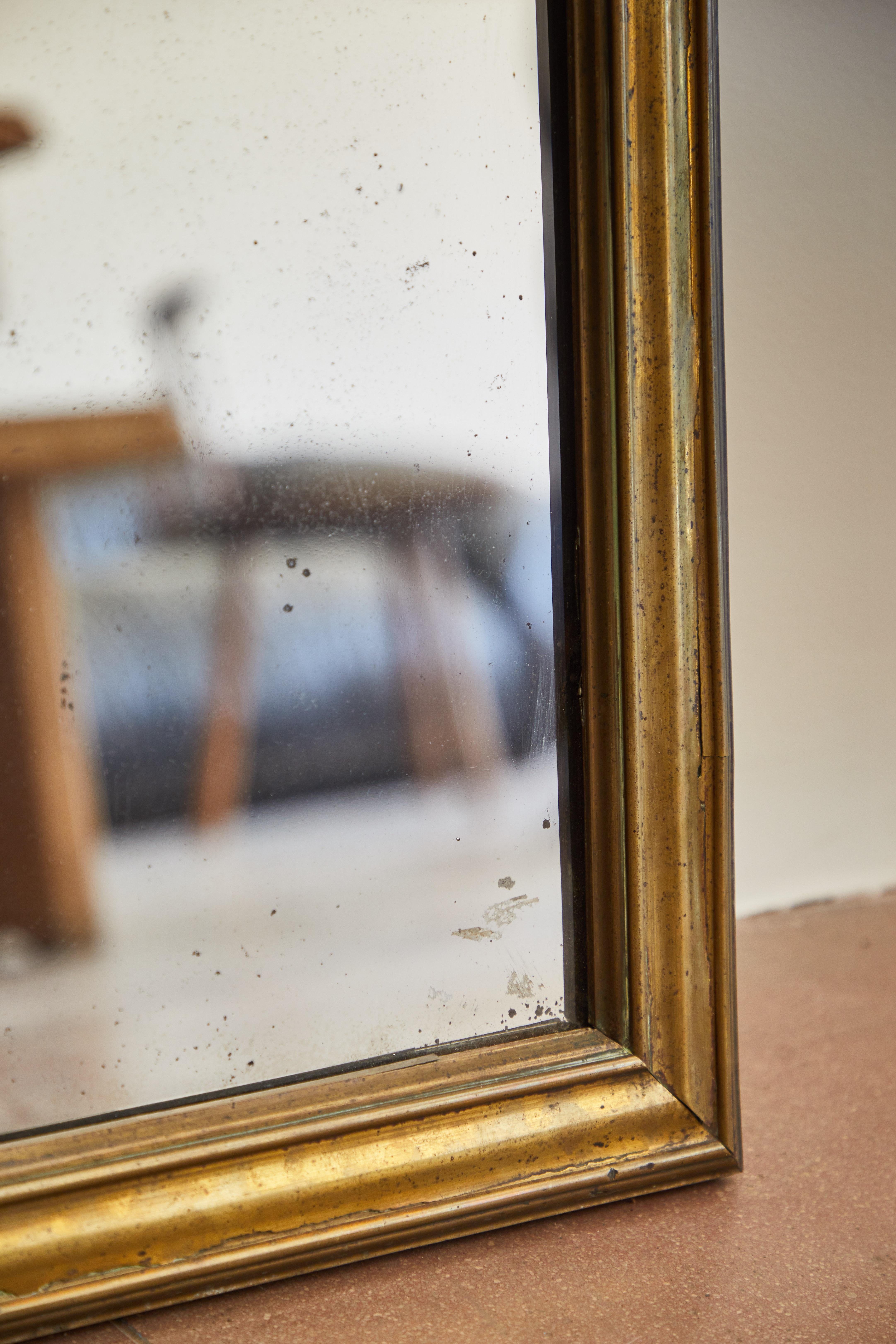 French Brass Bistro Mirror In Good Condition In Los Angeles, CA