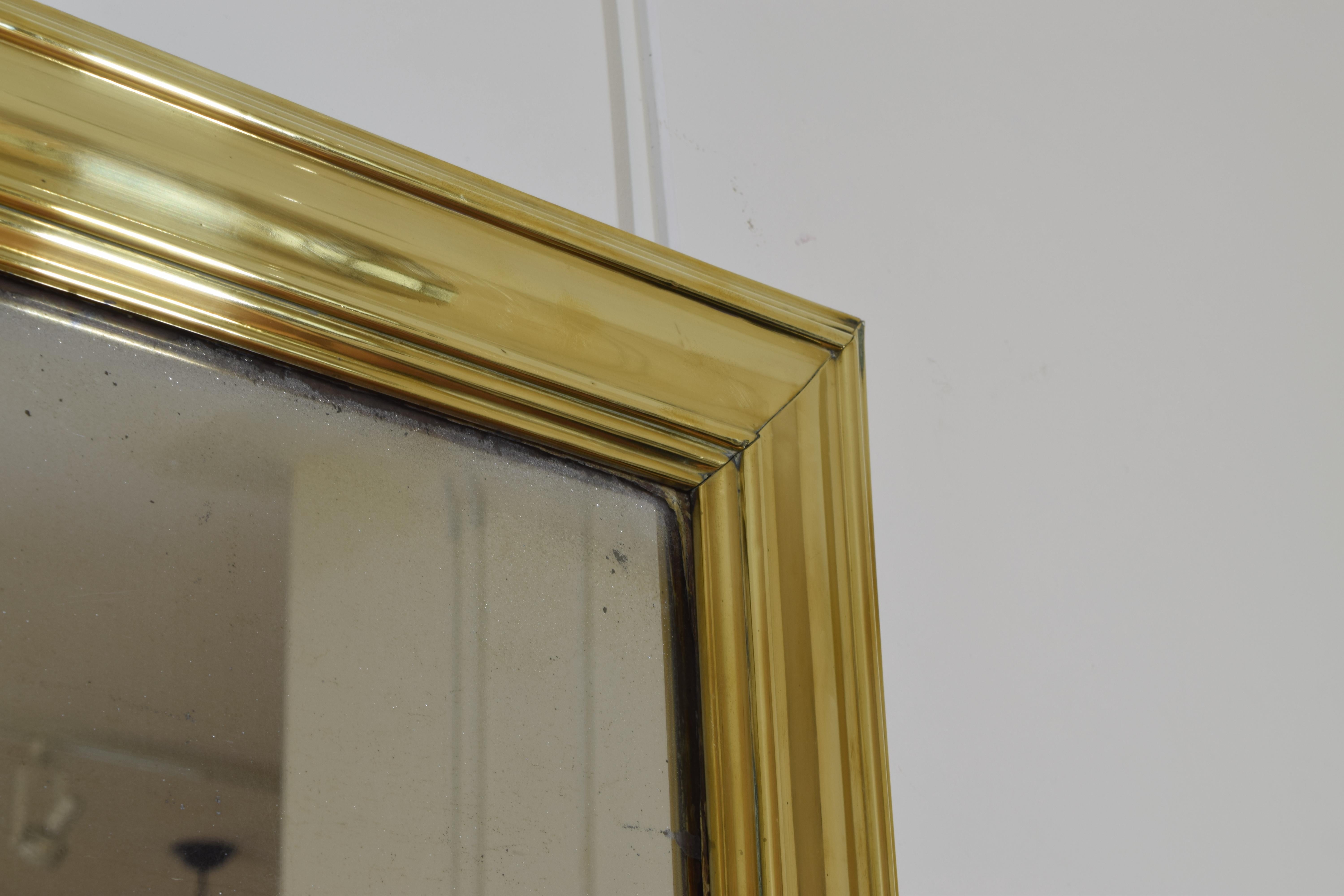 French Brass Bistro Mirror, Turn of 20th Century 1