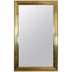 French Brass Bistro Mirror, Turn of 20th Century