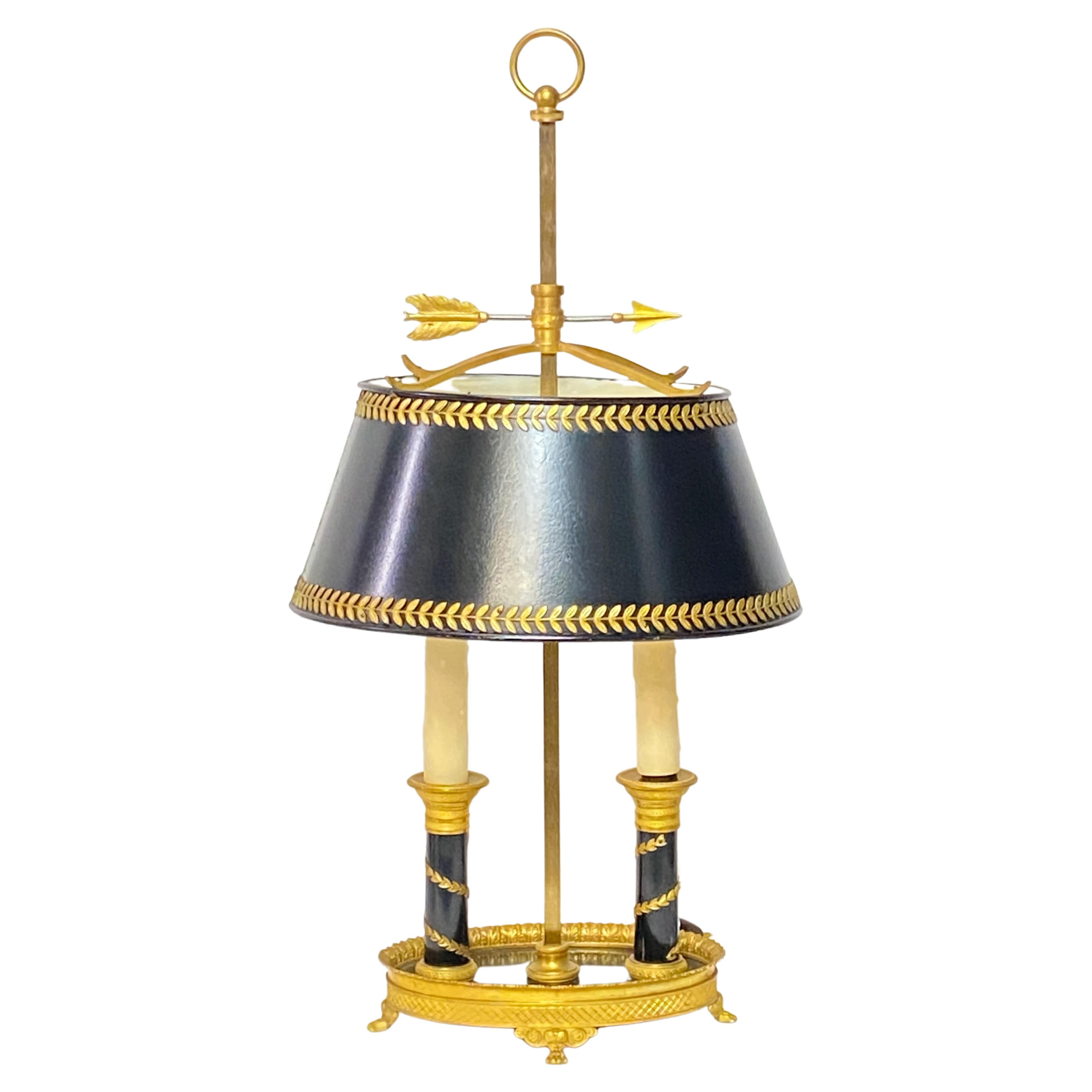 French Brass Bouillotte Lamp For Sale