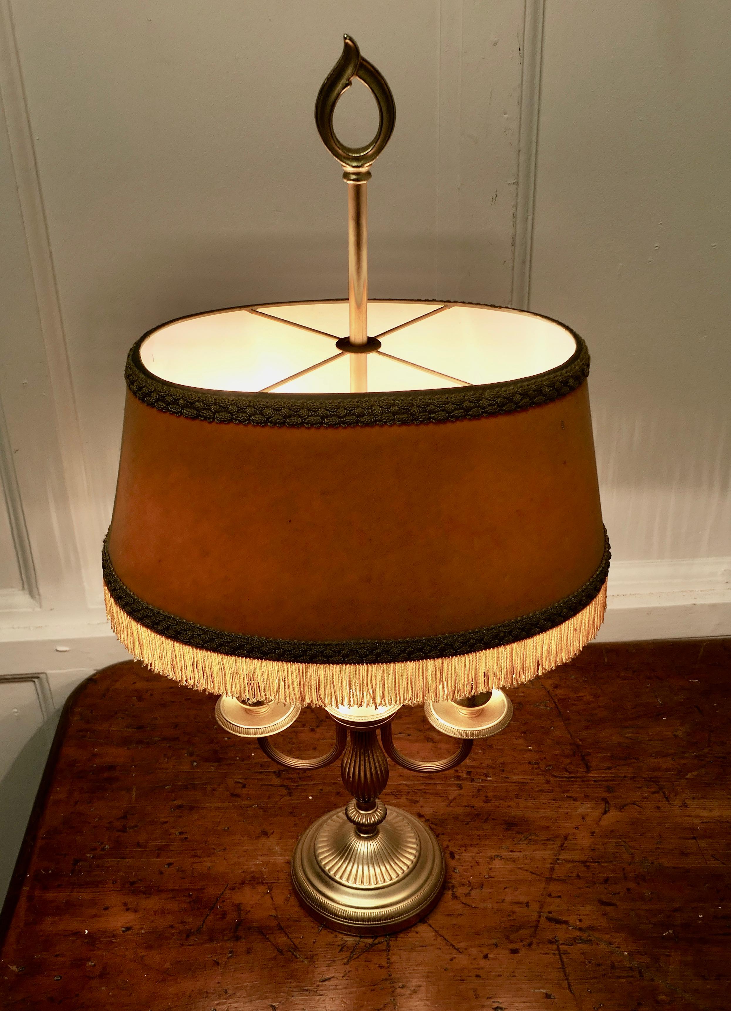 French Brass Bouillotte Twin Desk Lamp    In Good Condition For Sale In Chillerton, Isle of Wight