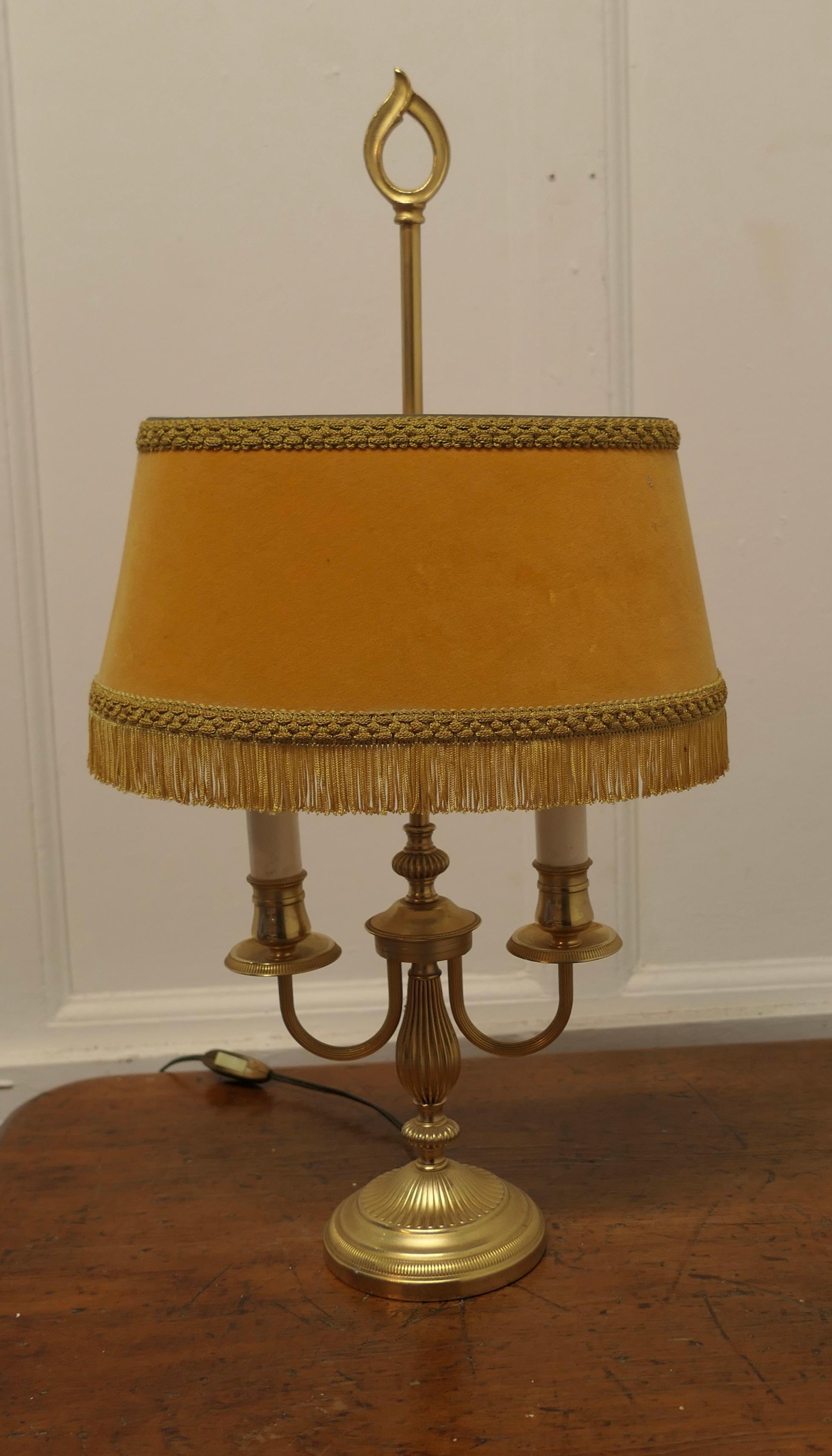 French Brass Bouillotte Twin Desk Lamp    For Sale 1