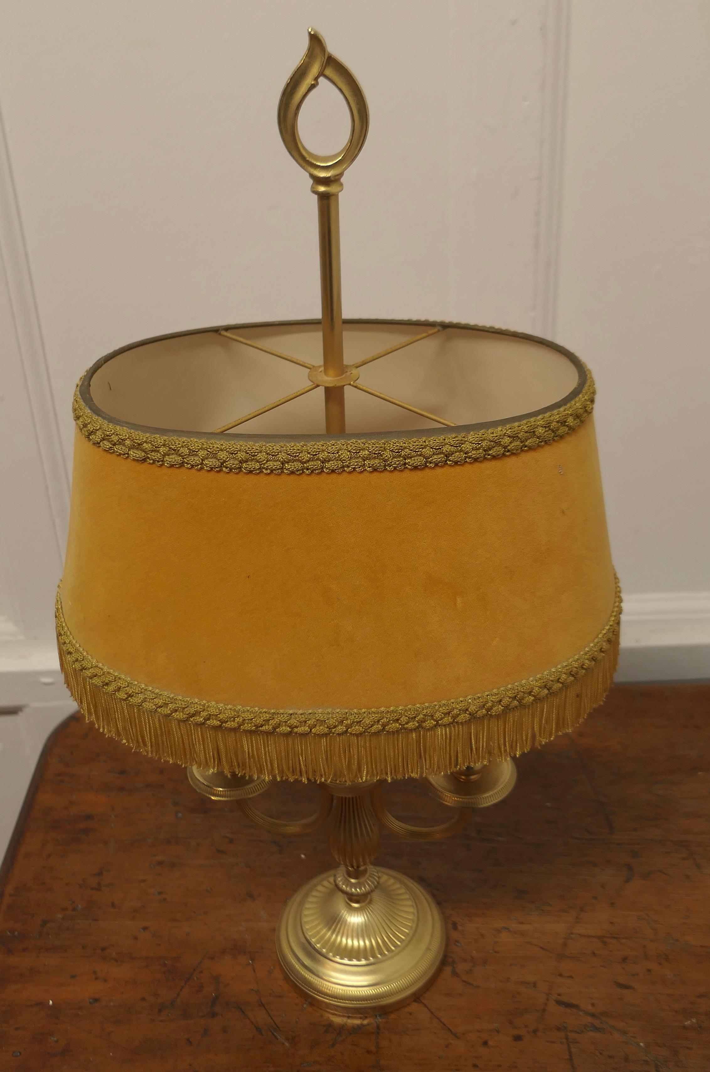 French Brass Bouillotte Twin Desk Lamp    For Sale 3