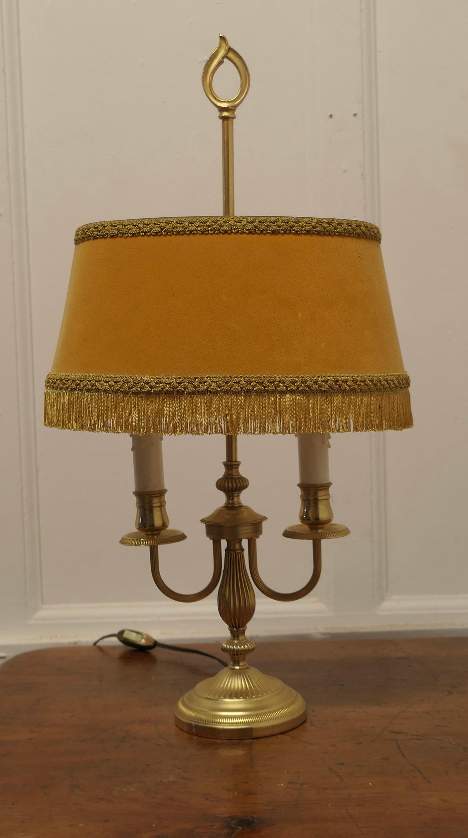 French Brass Bouillotte Twin Desk Lamp    For Sale 4