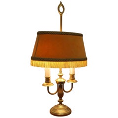 Französisch Messing Bouillotte Twin Schreibtischlampe