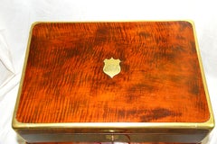 French Brass Bound Mahogany Fitted Jewelry Box on Bespoke Stand