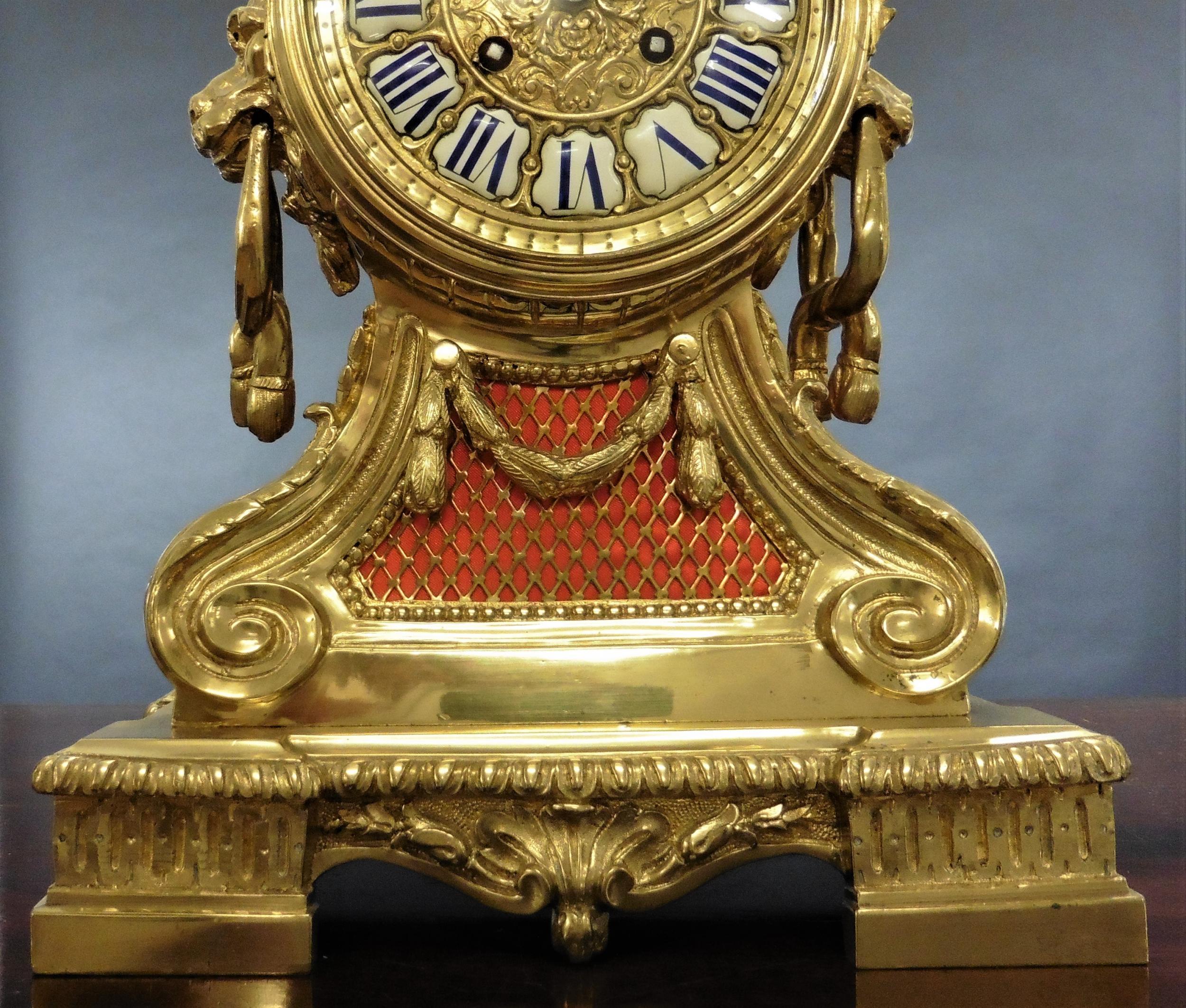 French Brass Bracket Clock In Good Condition For Sale In Norwich, GB
