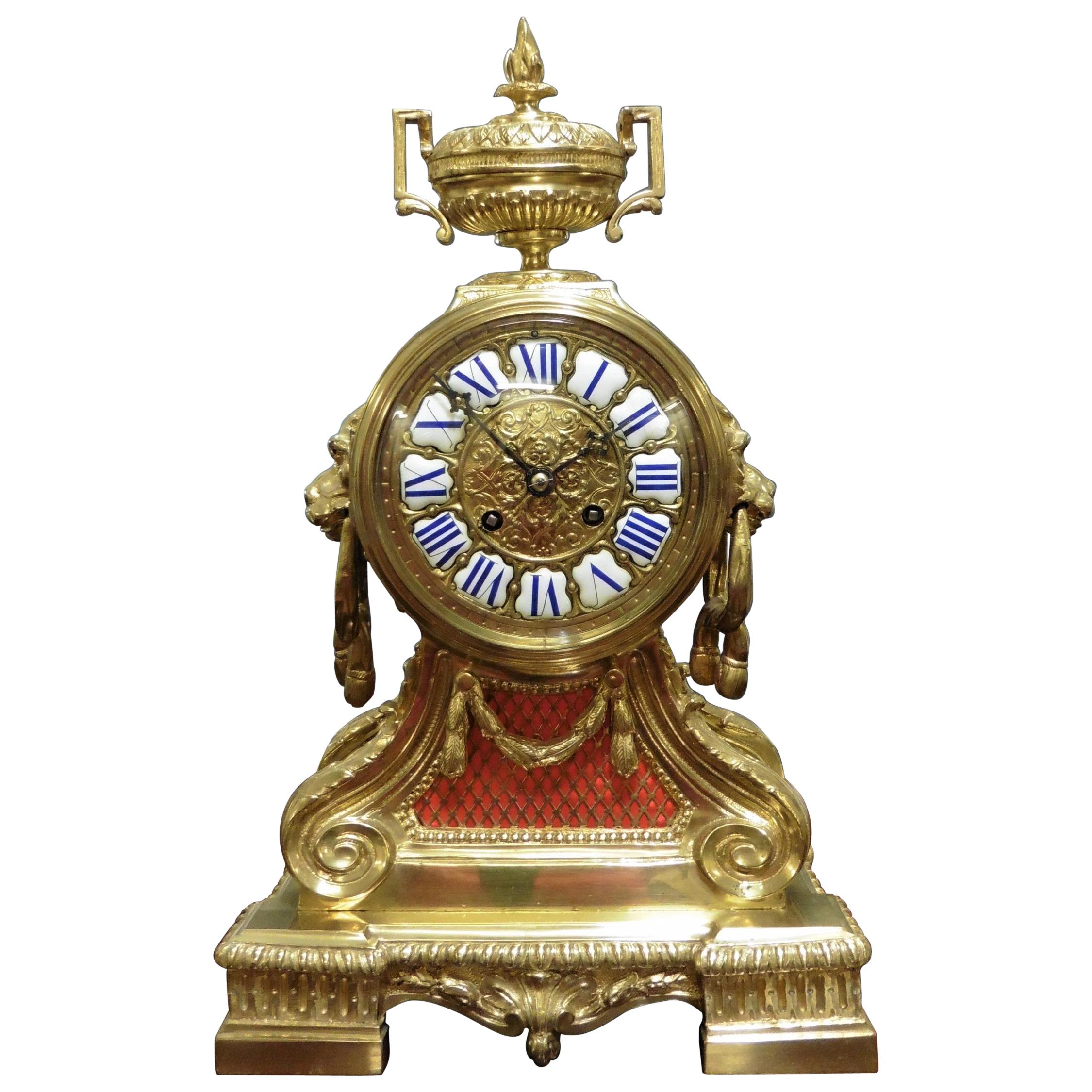 French Brass Bracket Clock For Sale