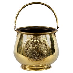 French Brass Cache Pot or Bucket, Late 1800s