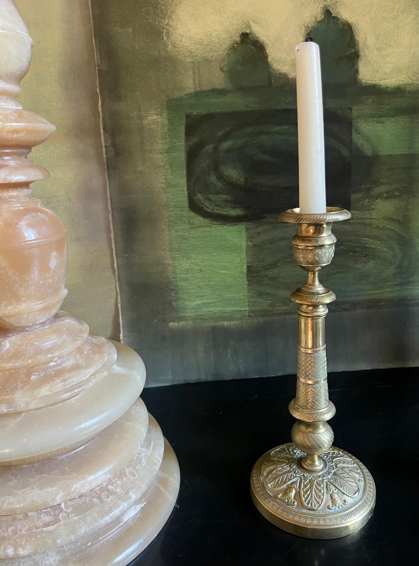 Ottone Candelieri francesi in ottone - Set di 2, CIRCA 1830 in vendita