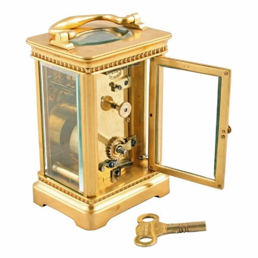European French Brass Carriage Clock, 20th Century For Sale