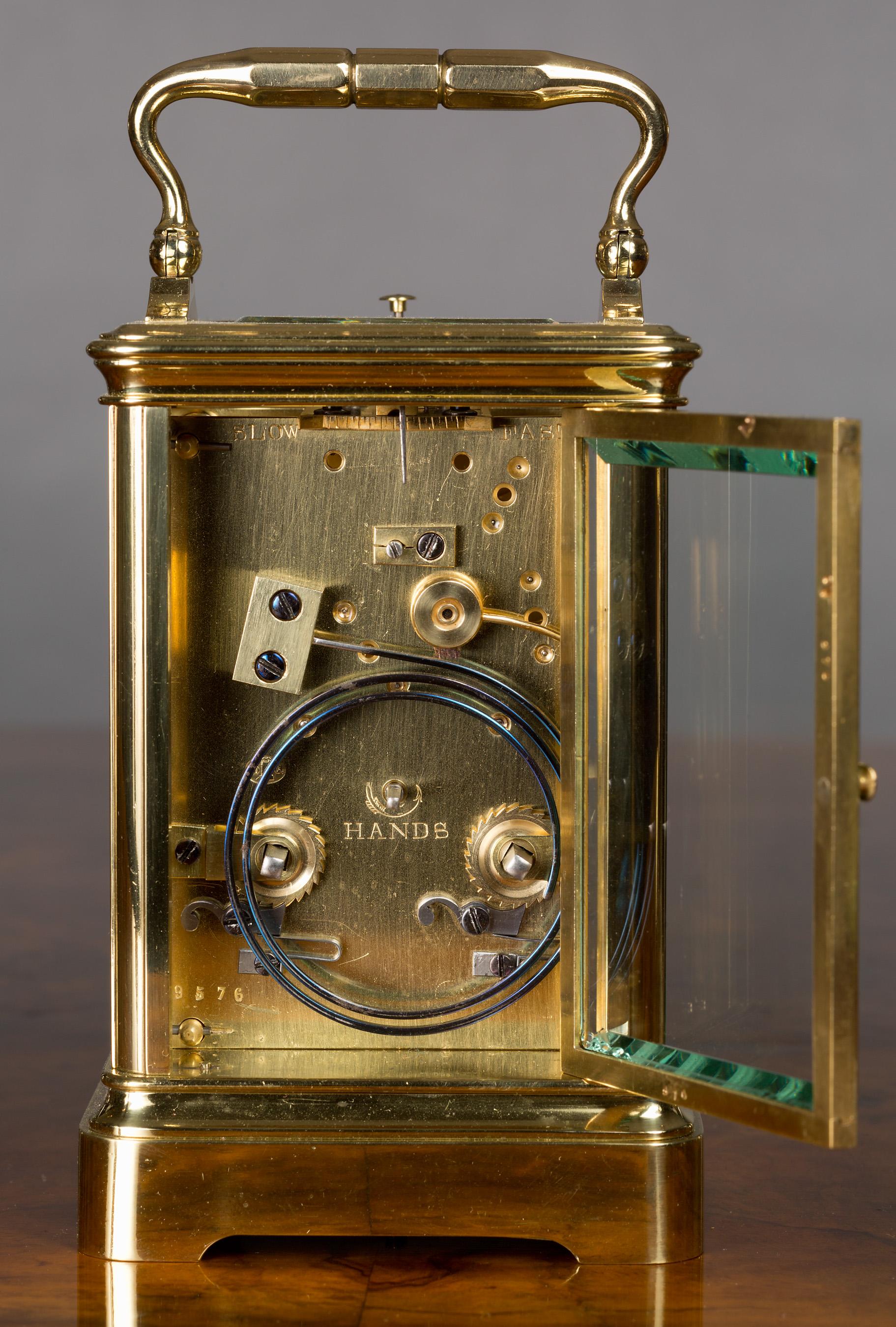 Horloge à chariot en laiton français de Drocourt Bon état - En vente à Norwich, GB