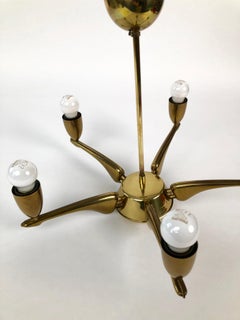 French Brass Chandelier from 1950s