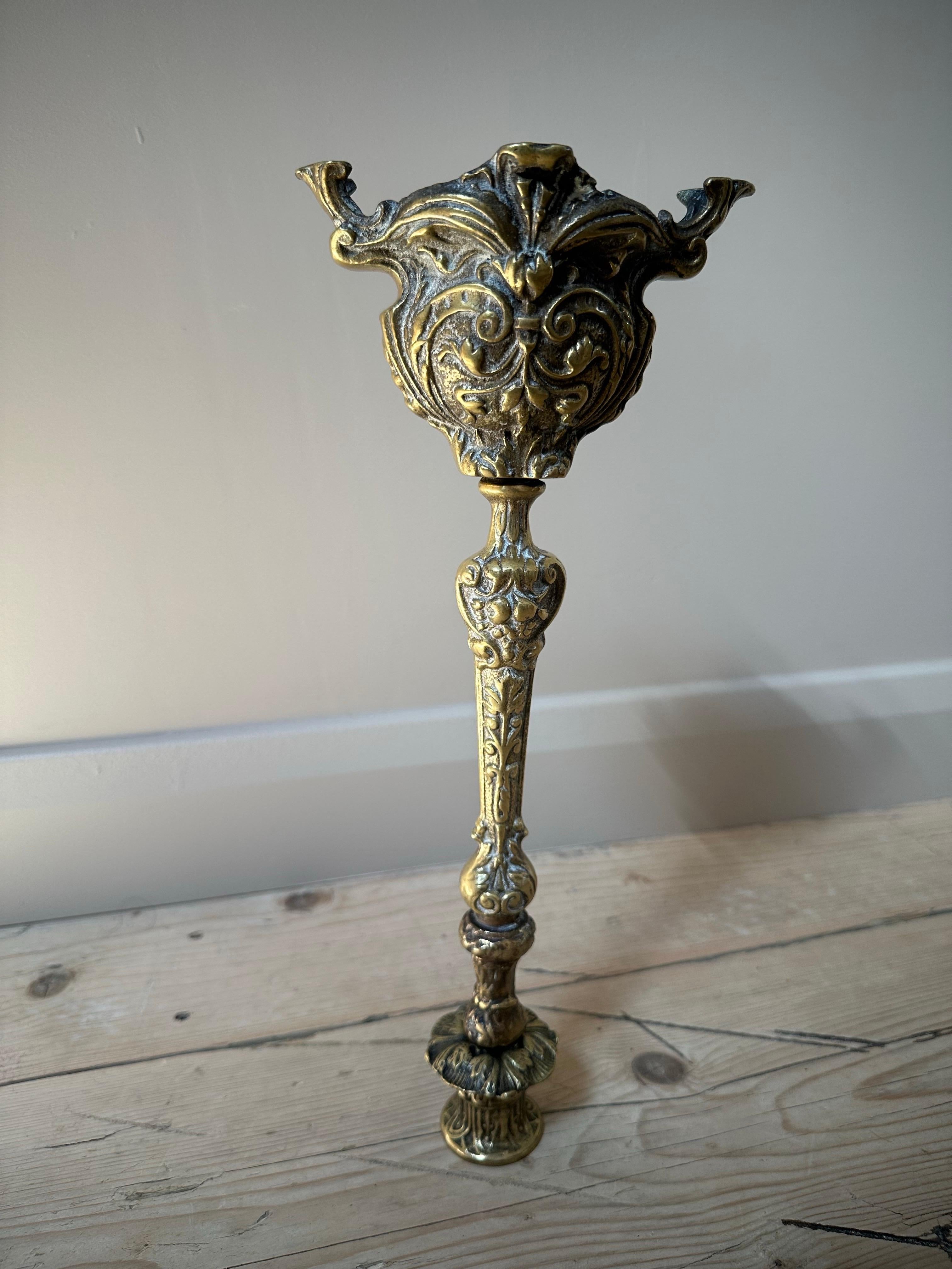 French Brass Church Altar Candlestick, Late 19th Century For Sale 7