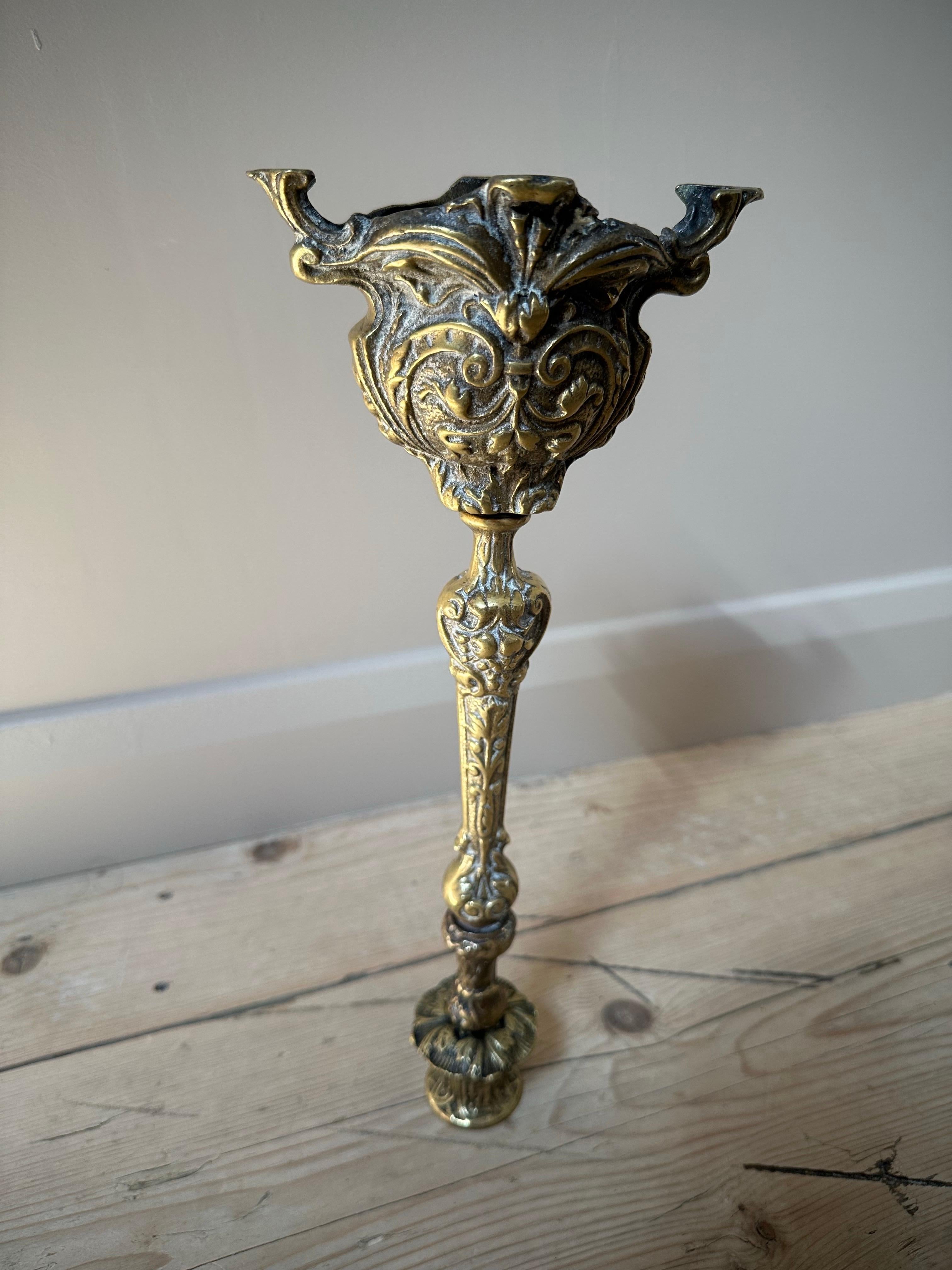 French Brass Church Altar Candlestick, Late 19th Century For Sale 9