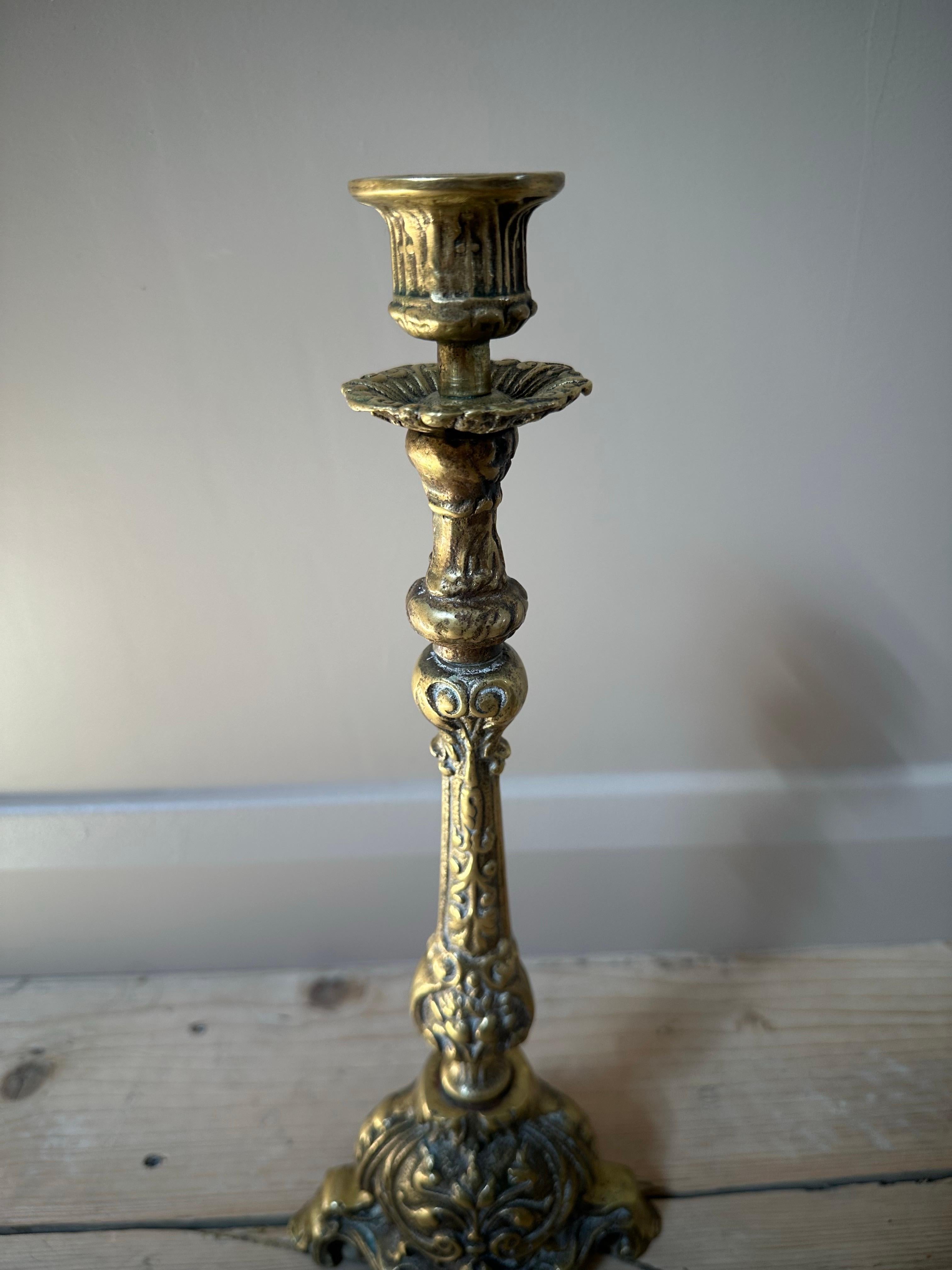 French Brass Church Altar Candlestick, Late 19th Century For Sale 12