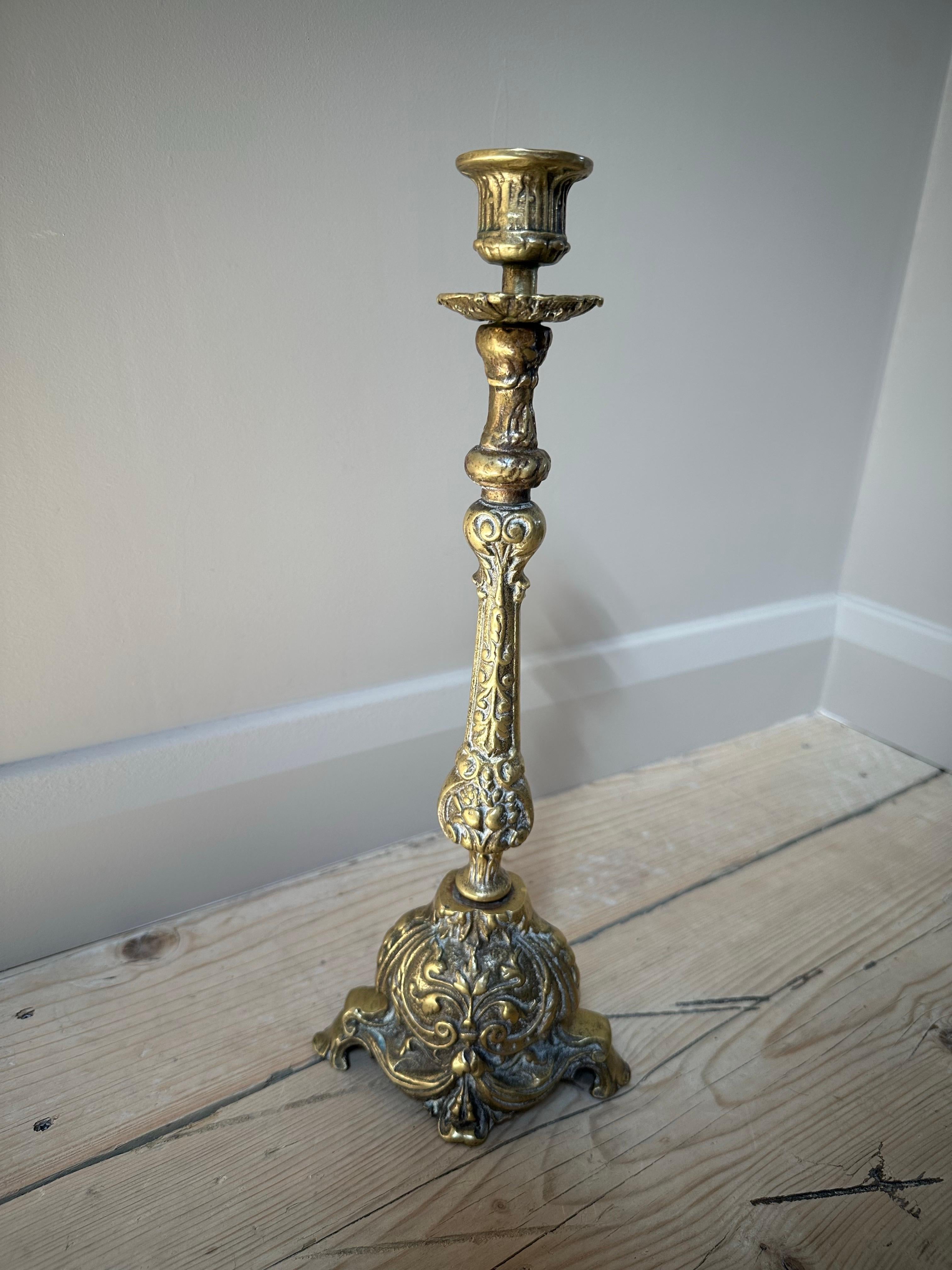 French Brass Church Altar Candlestick, Late 19th Century For Sale 1