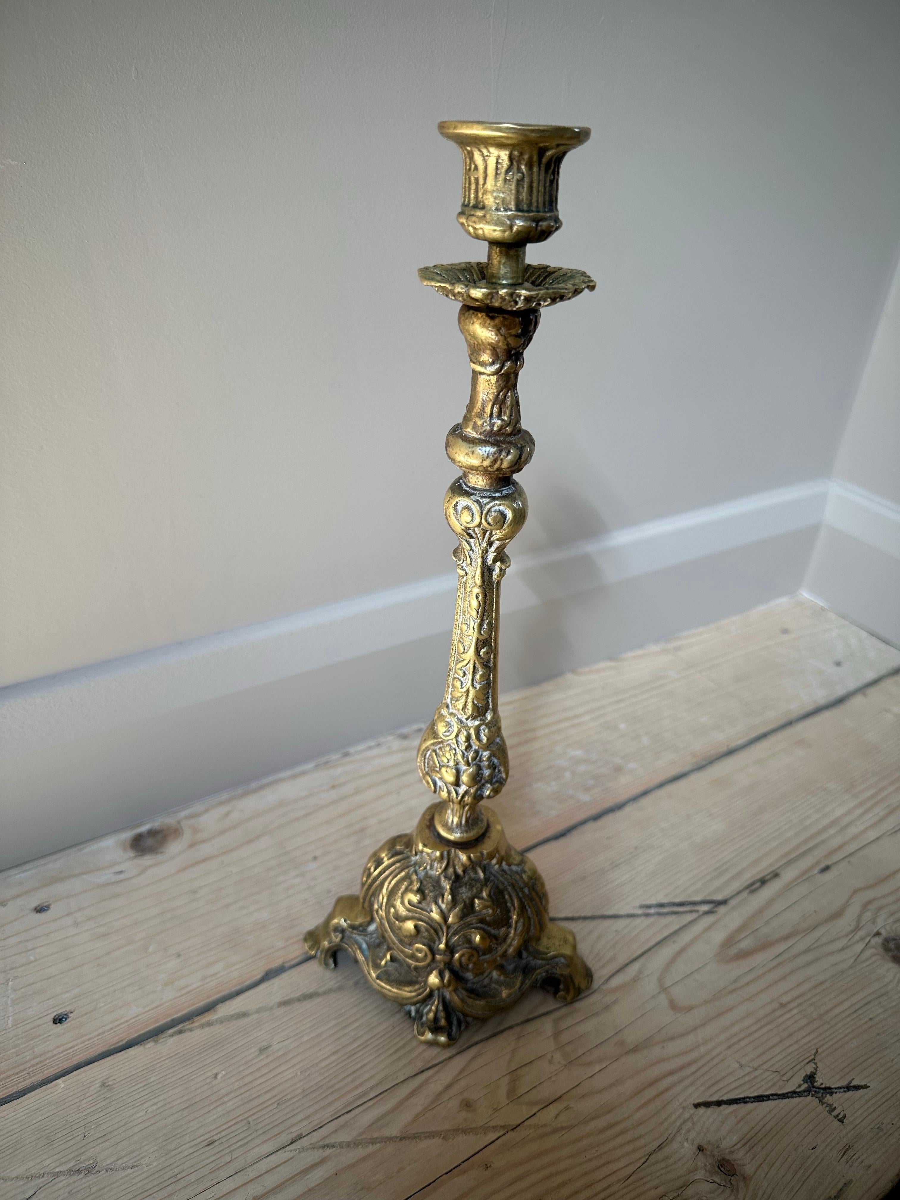 French Brass Church Altar Candlestick, Late 19th Century For Sale 2