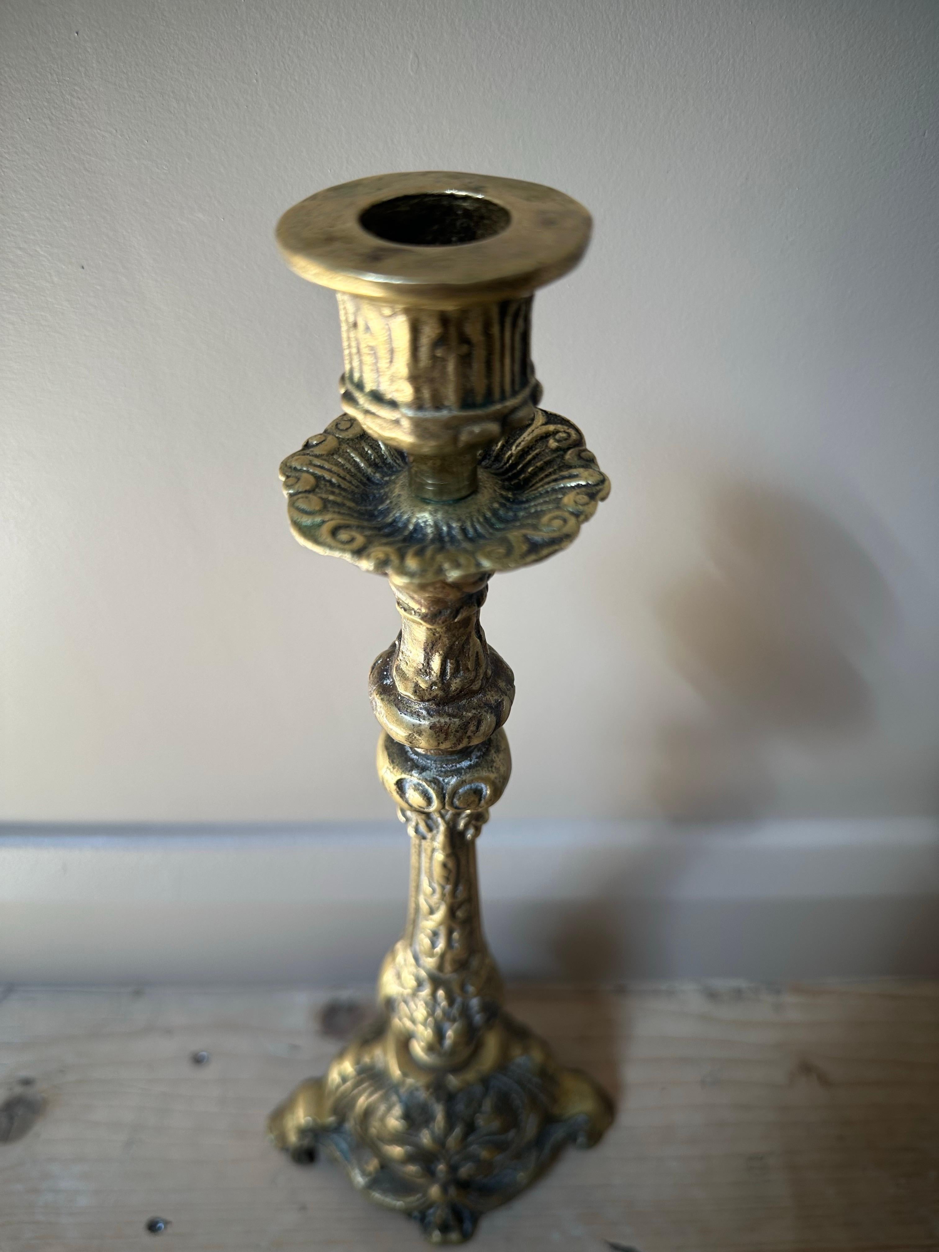 French Brass Church Altar Candlestick, Late 19th Century For Sale 3