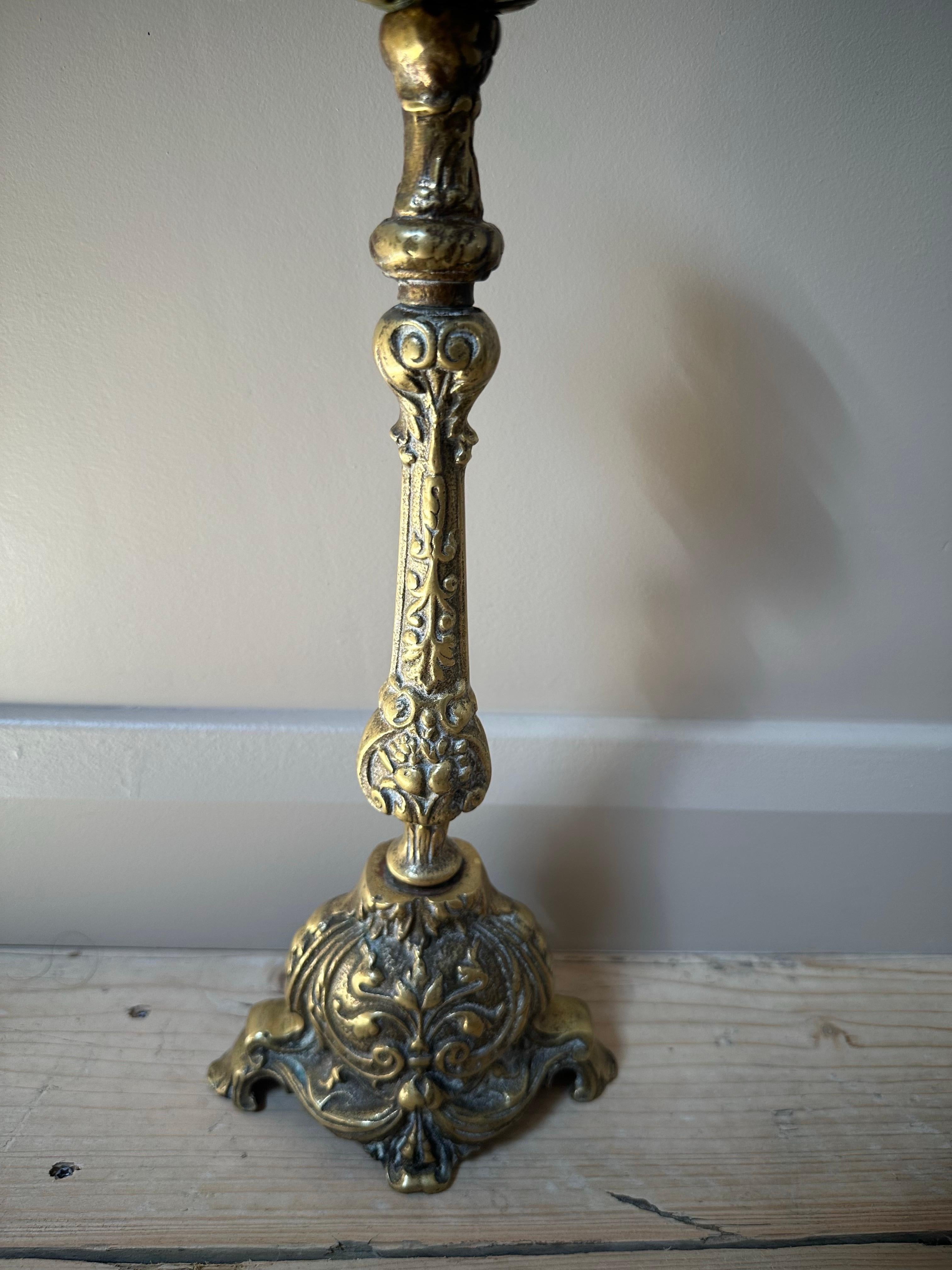 French Brass Church Altar Candlestick, Late 19th Century For Sale 4