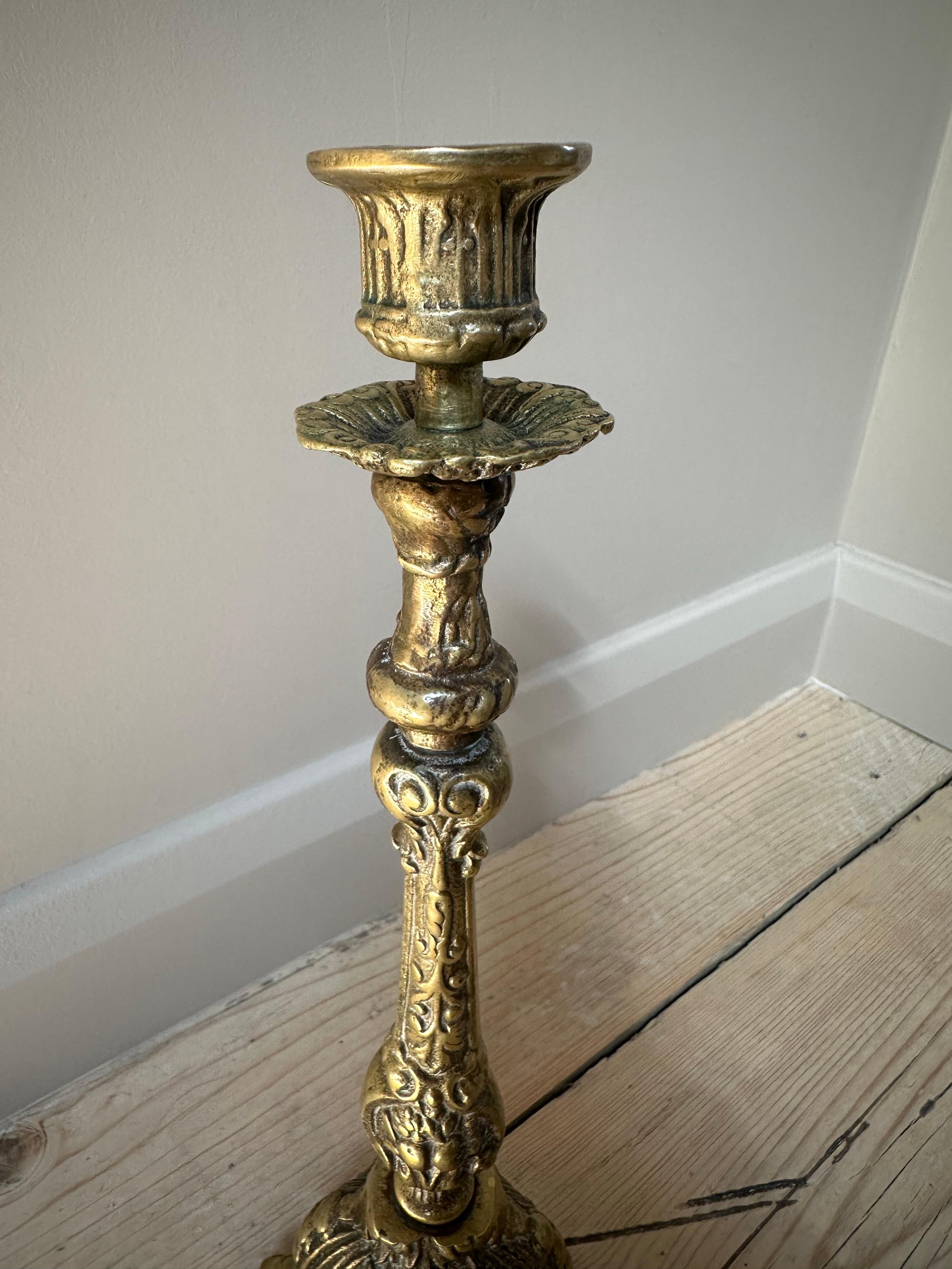 French Brass Church Altar Candlestick, Late 19th Century For Sale 5