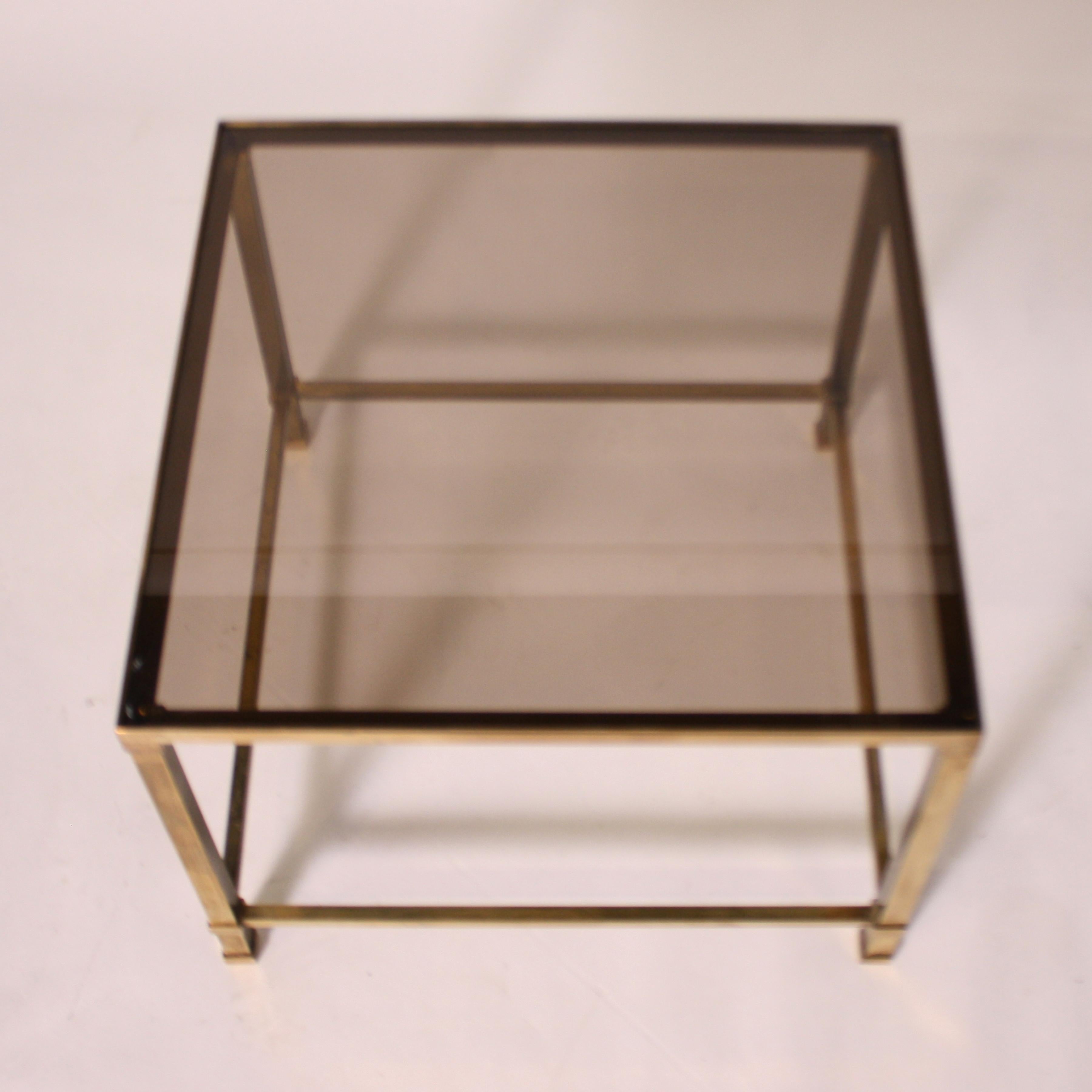 Mid-20th Century French Brass Cigarette Table with Opaline Shelf, circa 1950