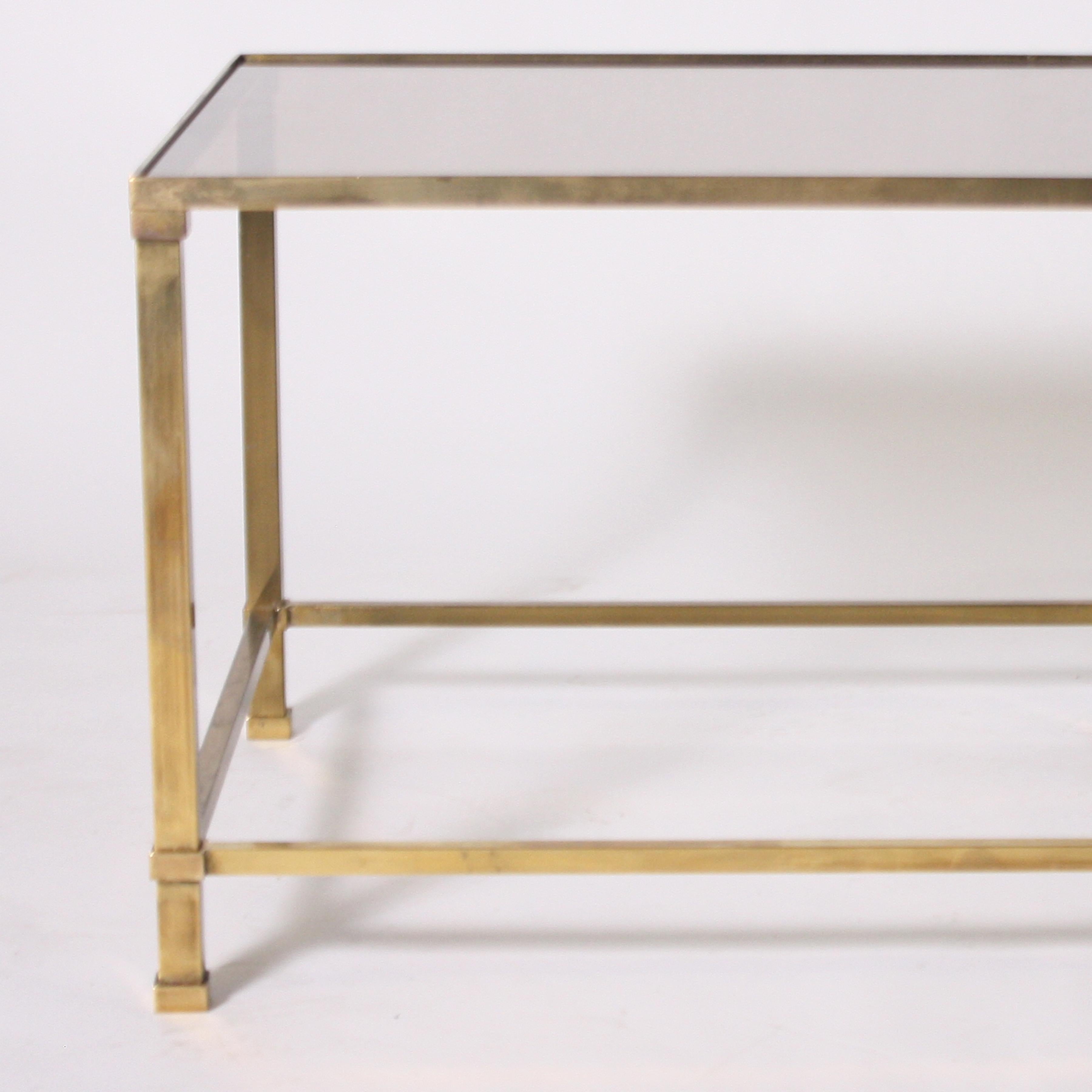 French Brass Cigarette Table with Opaline Shelf, circa 1950 1