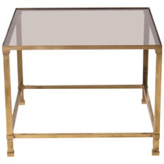 French Brass Cigarette Table with Opaline Shelf, circa 1950