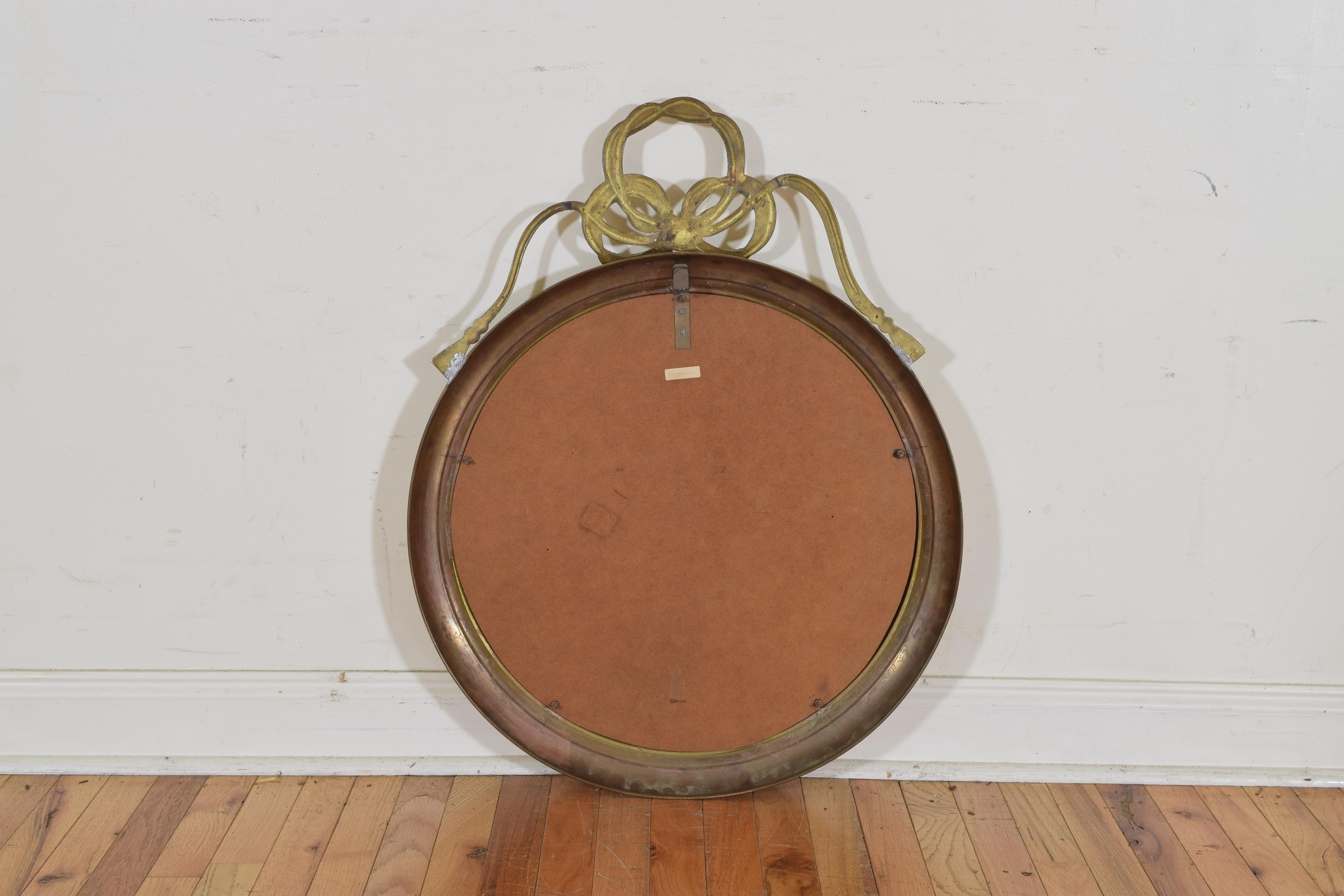 French Brass Circular Mirror in the Louis Philippe Style, Mid-20th Century 2