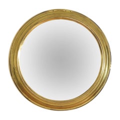 French Brass Circular Mirror in the Neoclassical Style, Early 20th Century