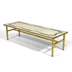 French Brass Coffee Table with Terrazzo Top