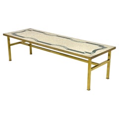 French Brass Coffee Table with Terrazzo Top