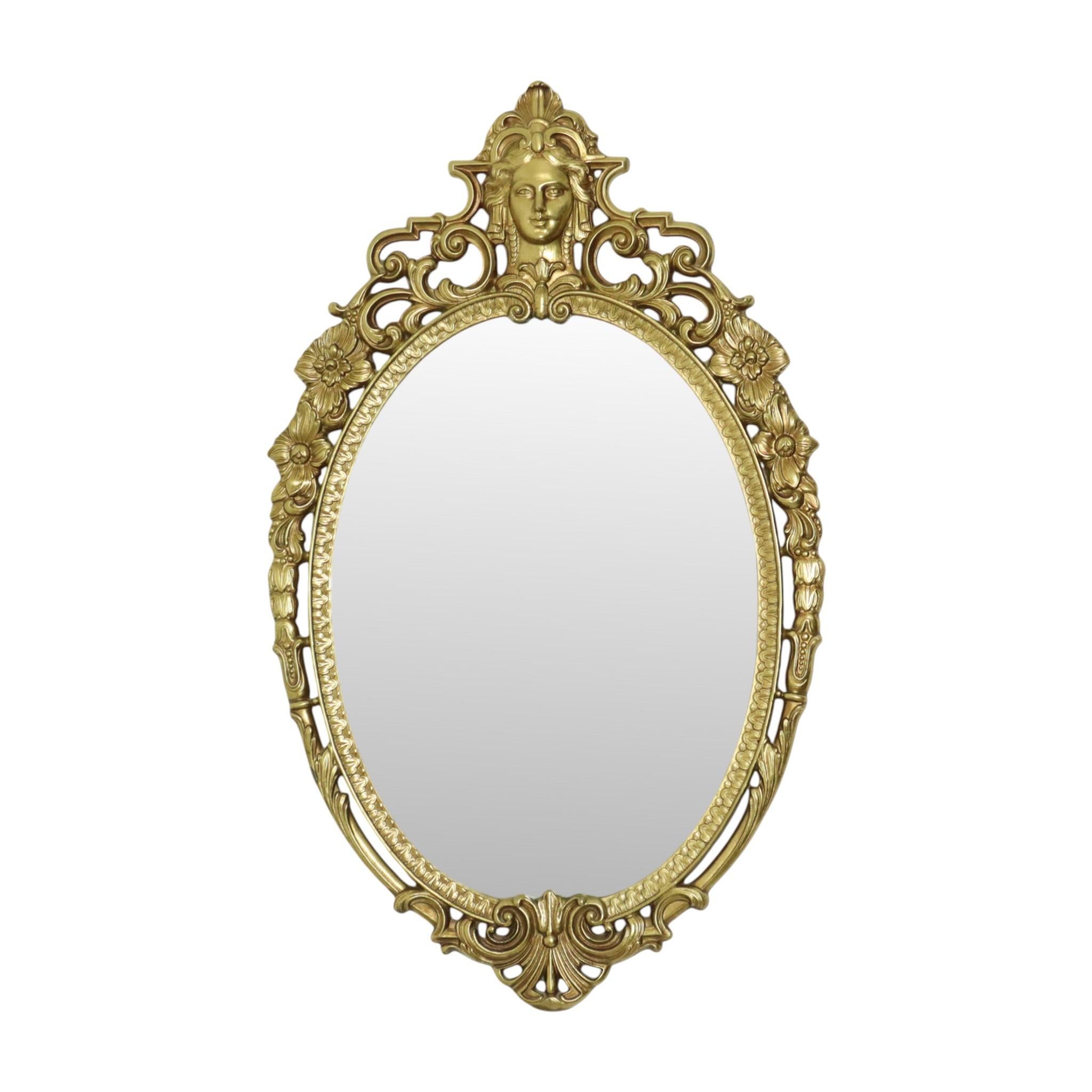 French Brass Crested Mirror Gold Baroque Louis XV Style 1950s im Angebot