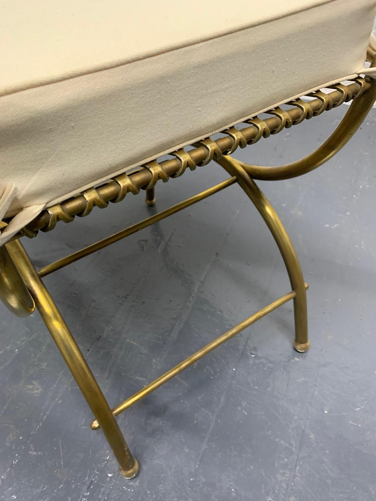 French Brass Curule Bench In Good Condition In New York, NY
